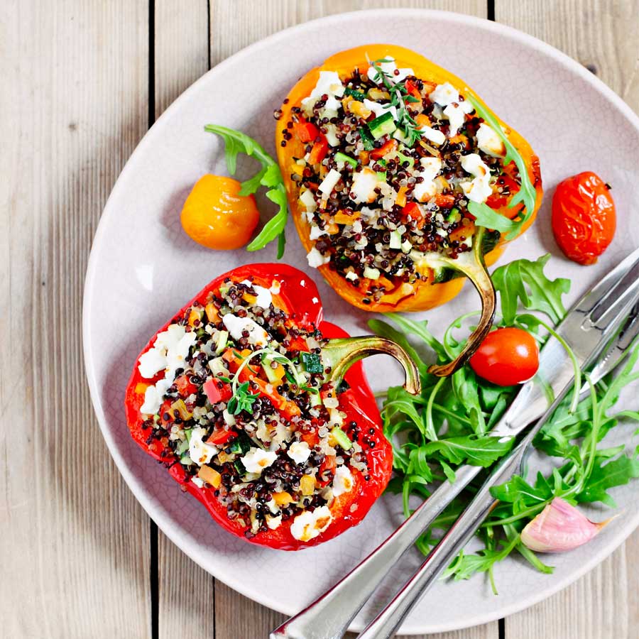 Poivrons farcis au quinoa et à la feta